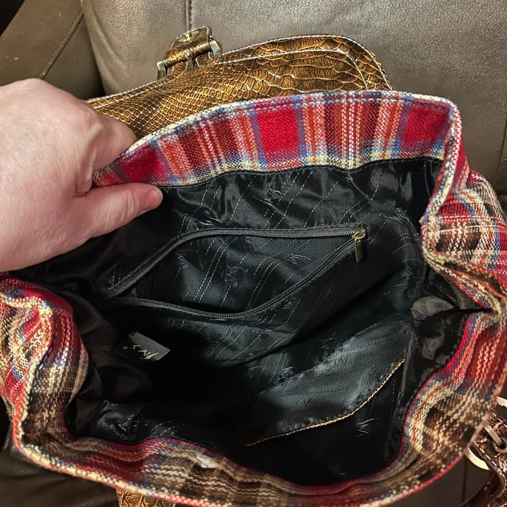 JN'S Plaid Flap Bag - New With Tags - Tartan Shoulder - Picture 6 of 9